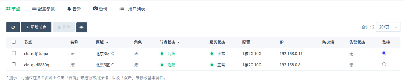 节点列表