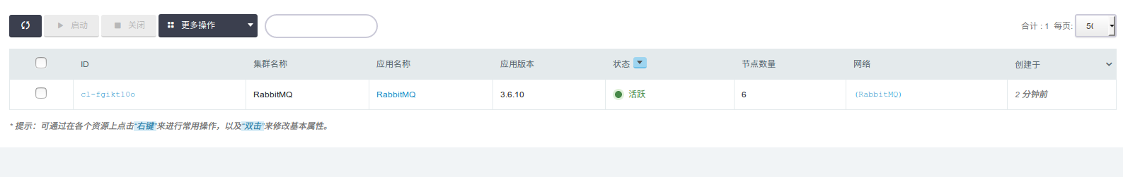 集群列表 